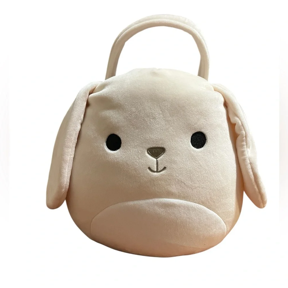 Squishmallows Bunny Plush Easter Basket Tote Cream Lavender Soft Handle